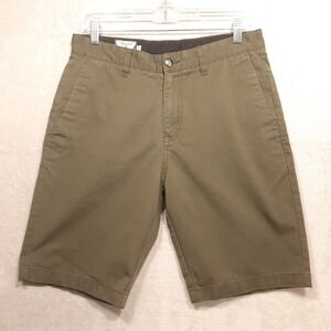 Volcom Mens Flat Front Chino Shorts Sz.30x9"/Green Camo Color/Casual/Logo